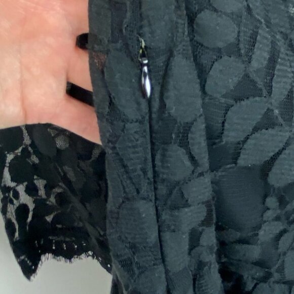 Free People Black Floral Lace Eyelet Dress Size 0 Sheer Floral Bohemian Mini‎ - Picture 12 of 14